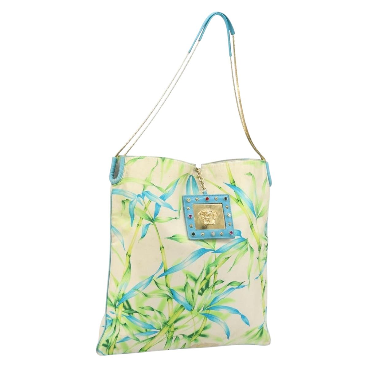 VERSACE Tote Bag Canvas Multicolor Gold Auth bs33882