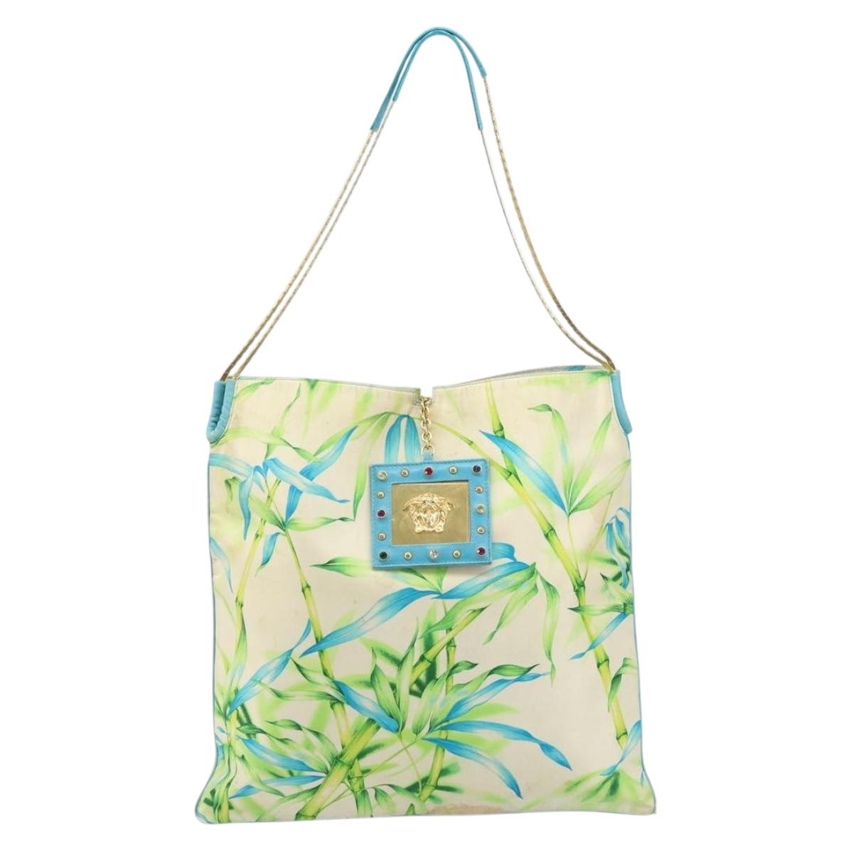 VERSACE Tote Bag Canvas Multicolor Gold Auth bs33882