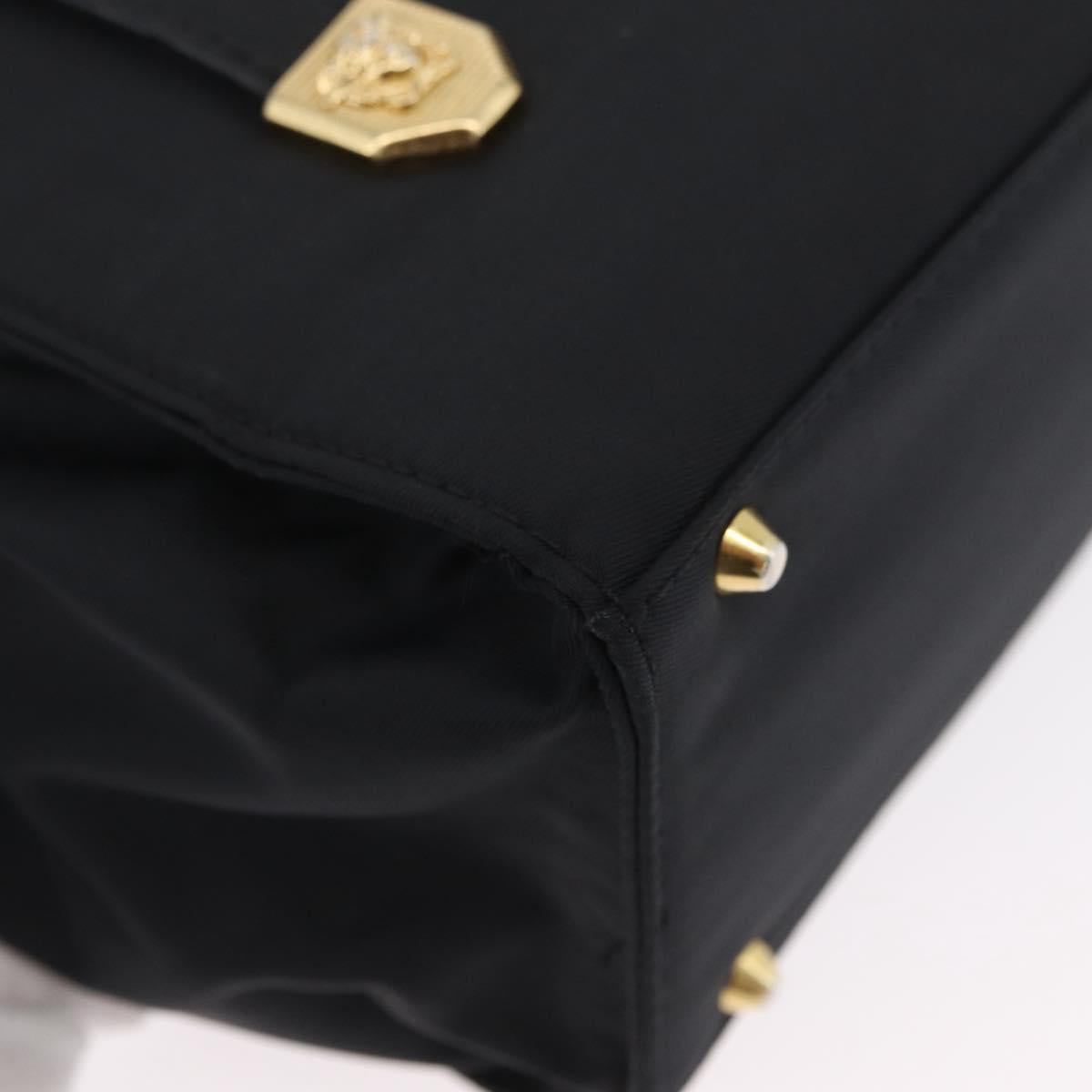 Gianni Versace Hand Bag Nylon Black Gold Auth bs33883