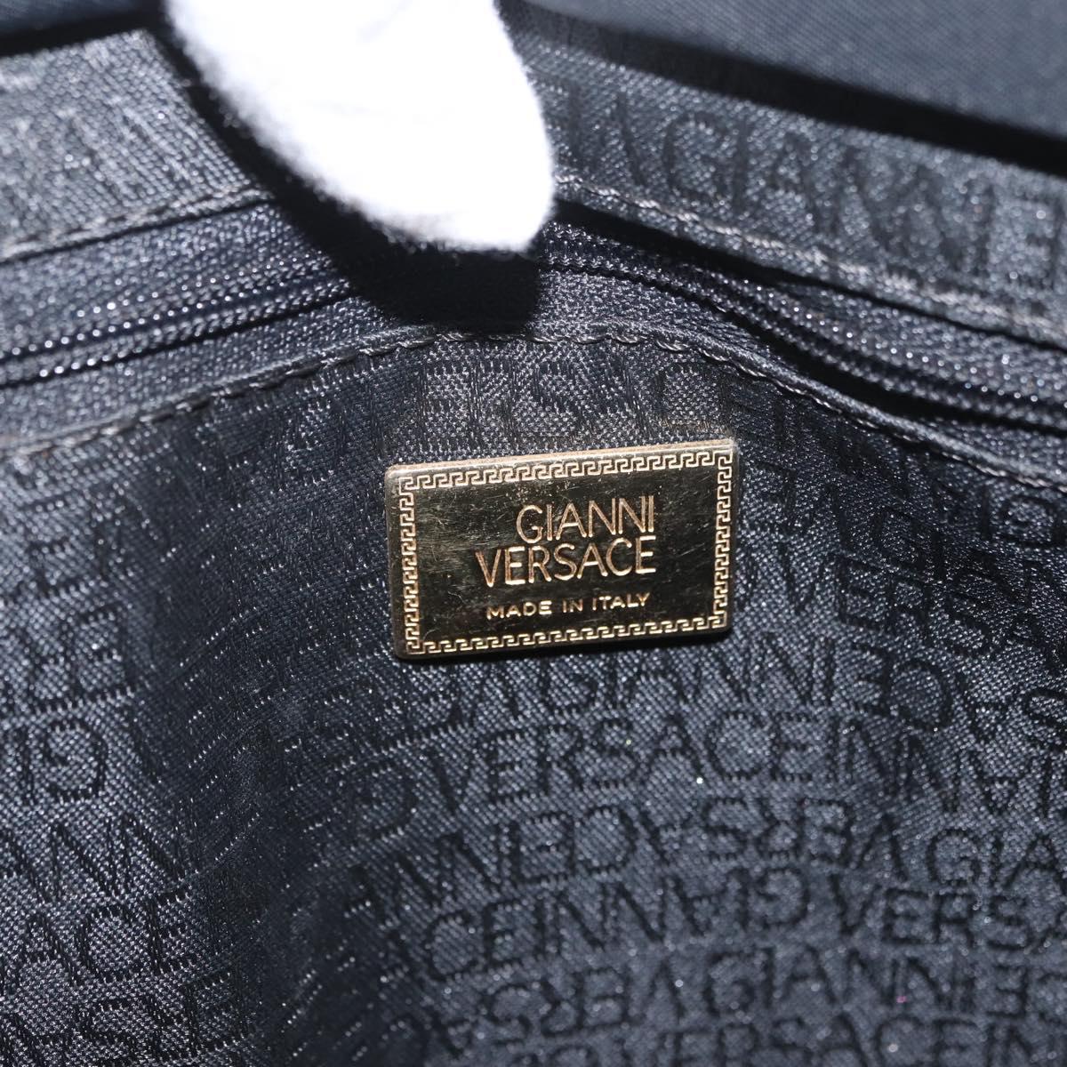 Gianni Versace Hand Bag Nylon Black Gold Auth bs33883