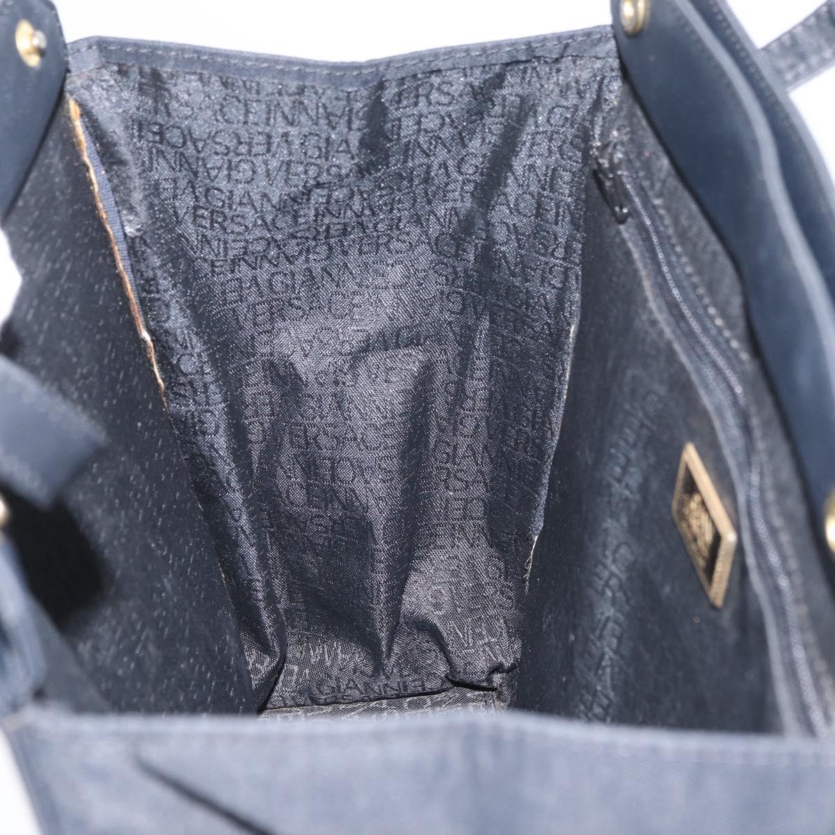 Gianni Versace Hand Bag Nylon Black Gold Auth bs33883