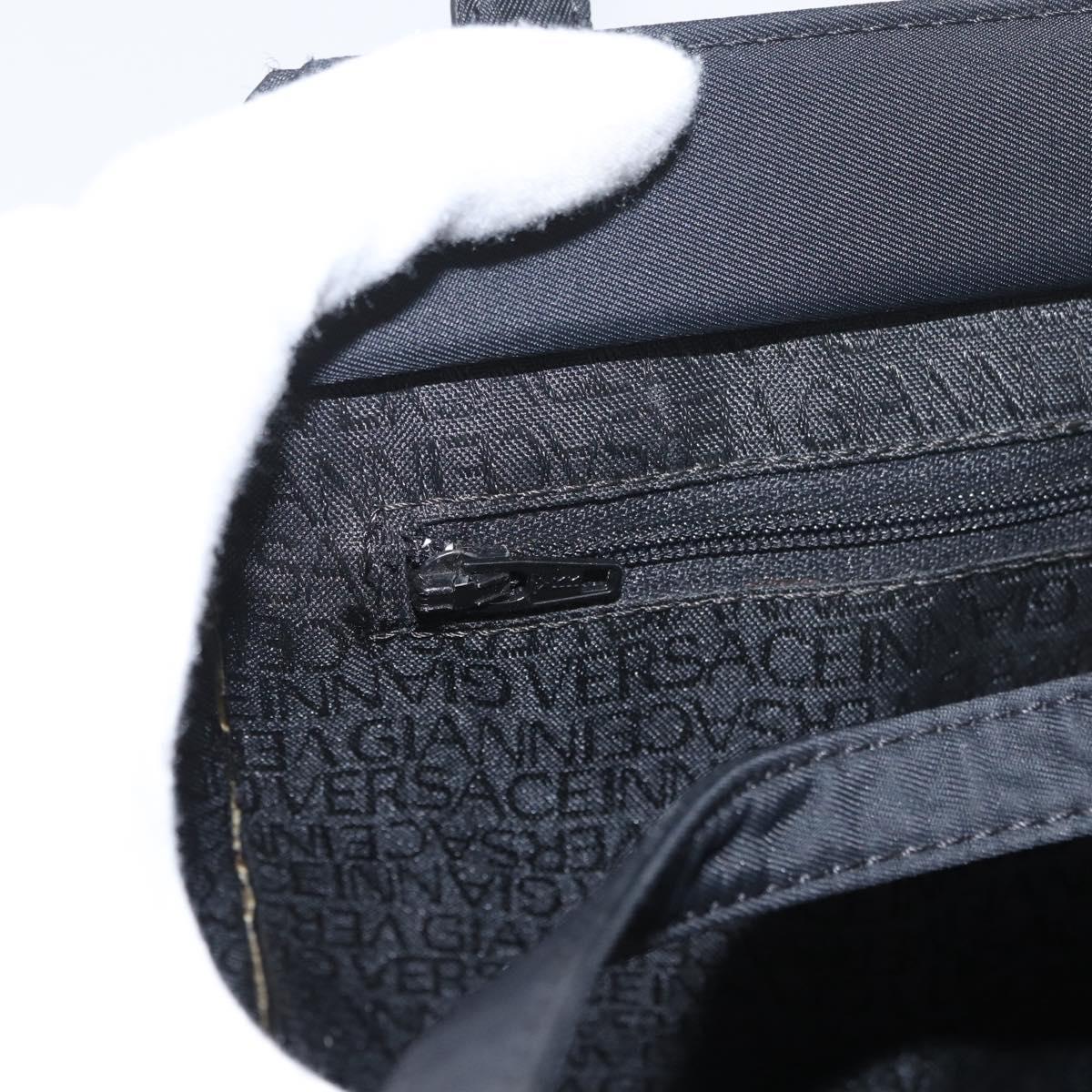 Gianni Versace Hand Bag Nylon Black Gold Auth bs33883