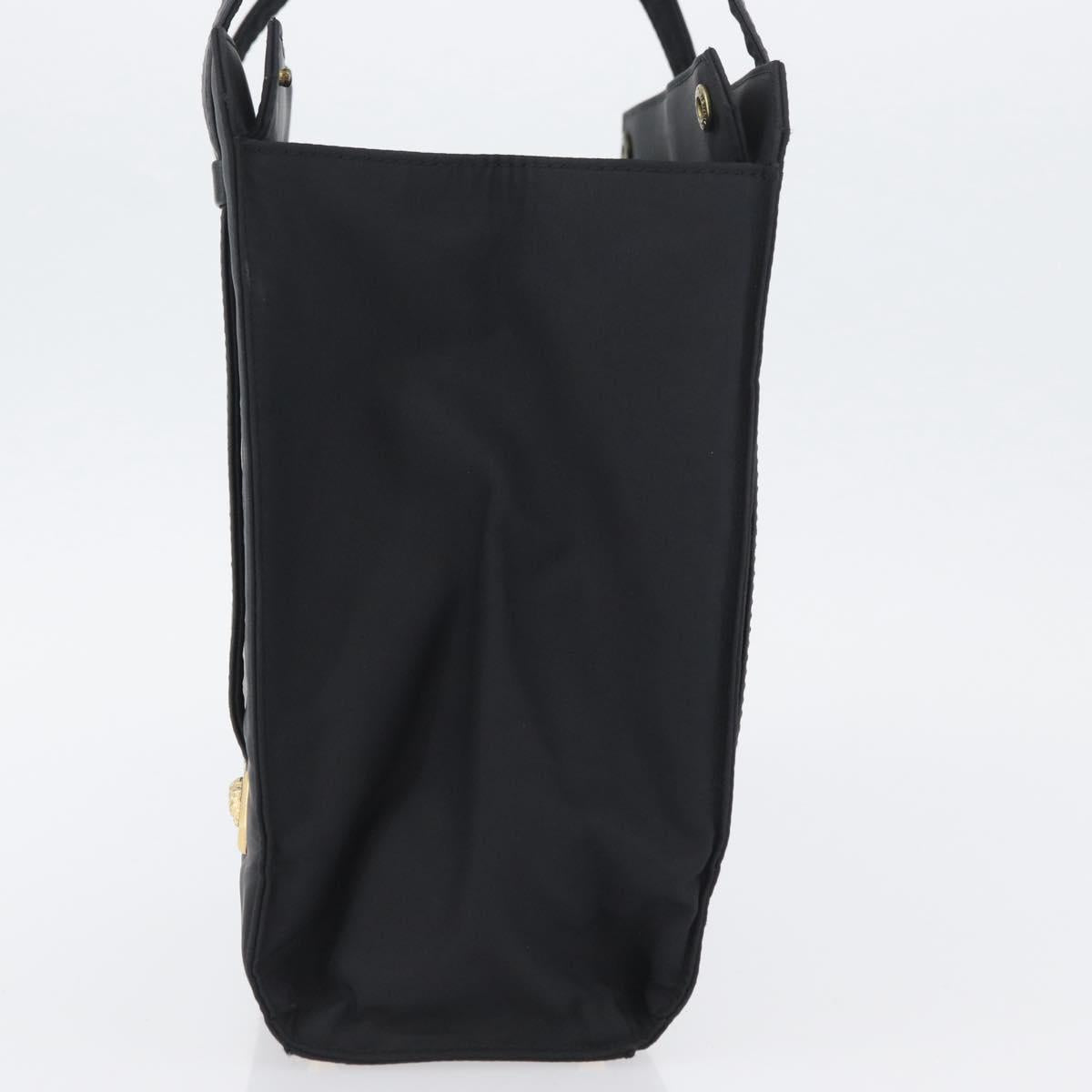 Gianni Versace Hand Bag Nylon Black Gold Auth bs33883