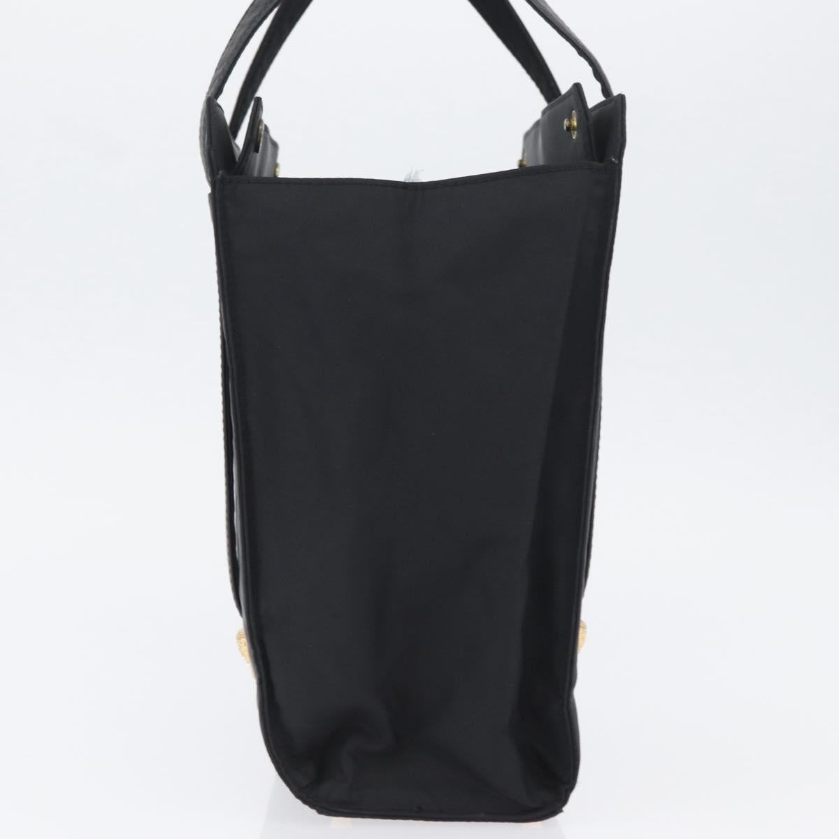 Gianni Versace Hand Bag Nylon Black Gold Auth bs33883
