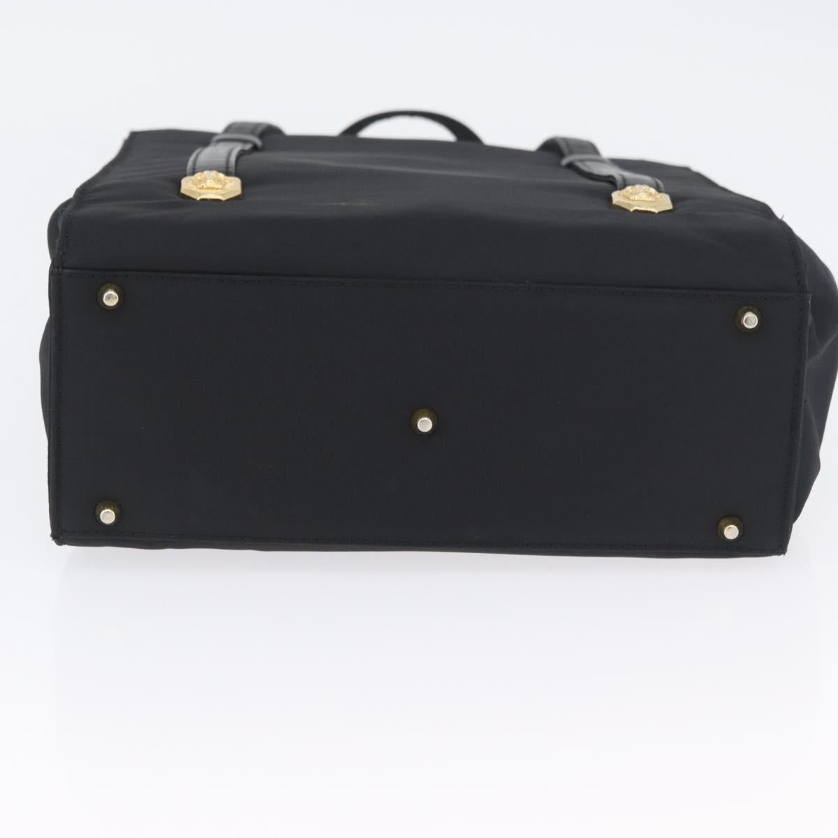 Gianni Versace Hand Bag Nylon Black Gold Auth bs33883