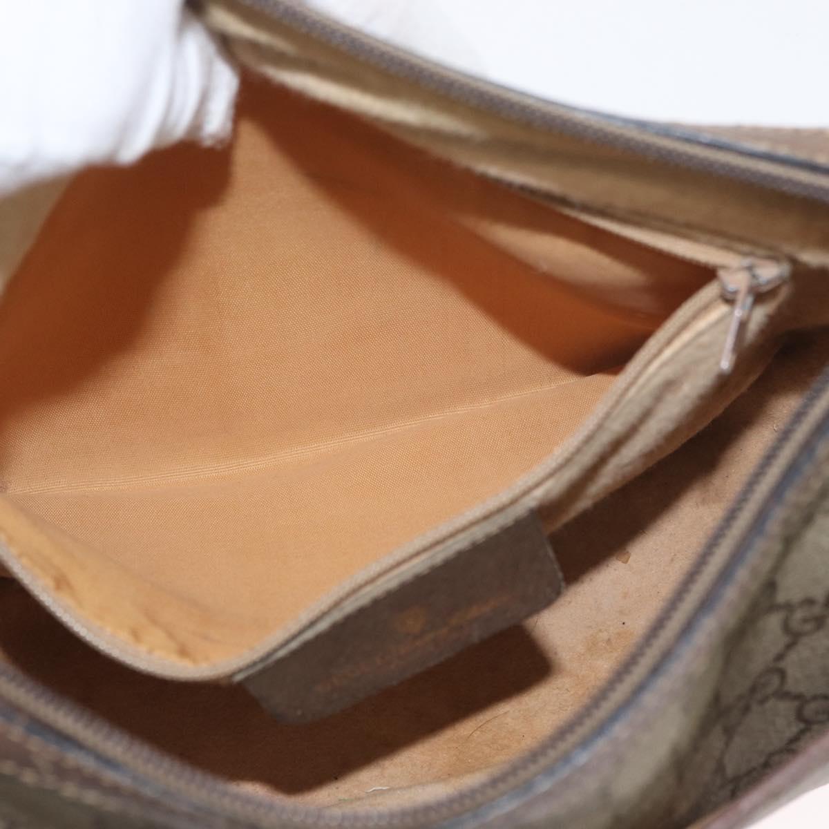 GUCCI GG Supreme Web Sherry Line Bag PVC Beige Gold 14 02 032 Auth bs33886