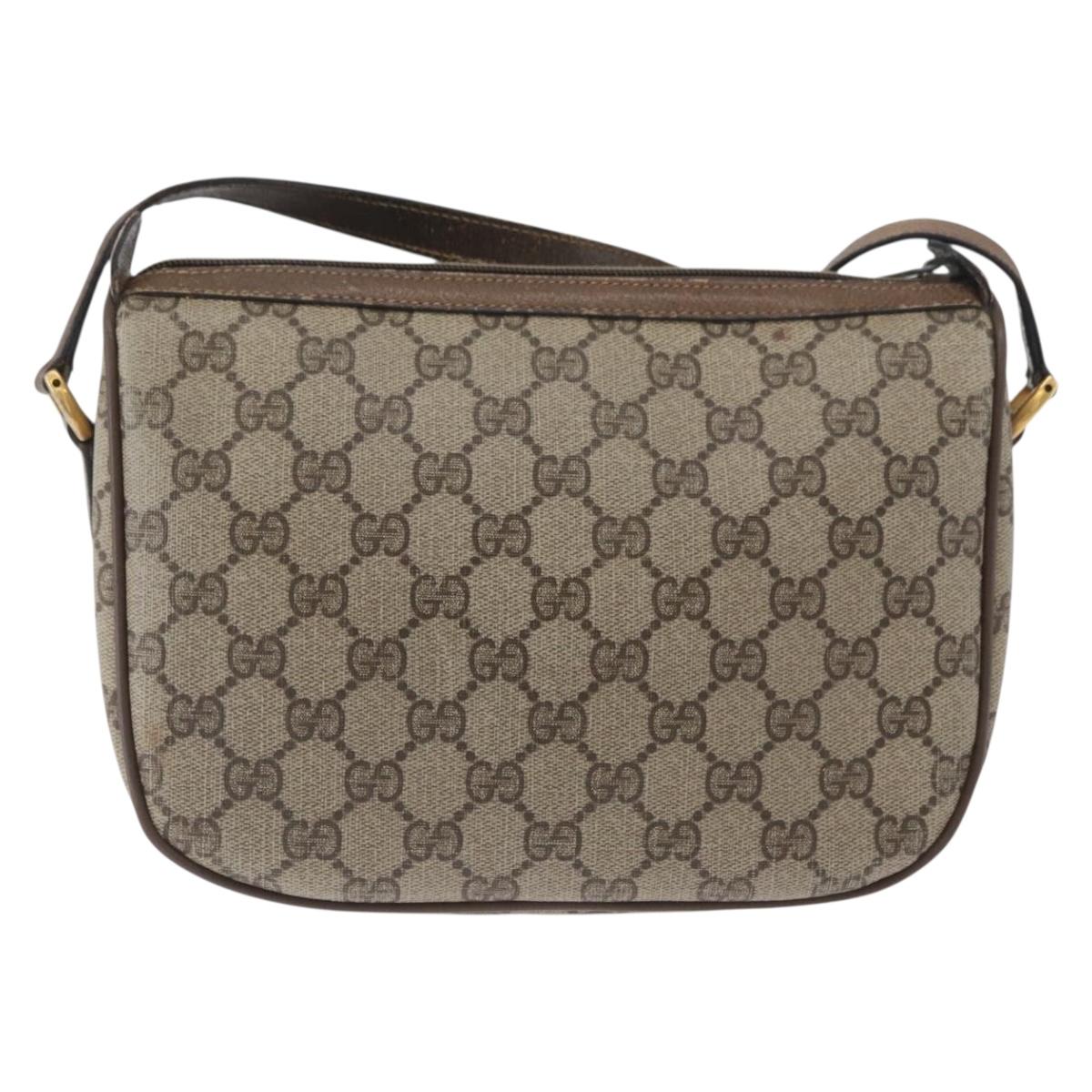 GUCCI GG Supreme Web Sherry Line Bag PVC Beige Gold 14 02 032 Auth bs33886
