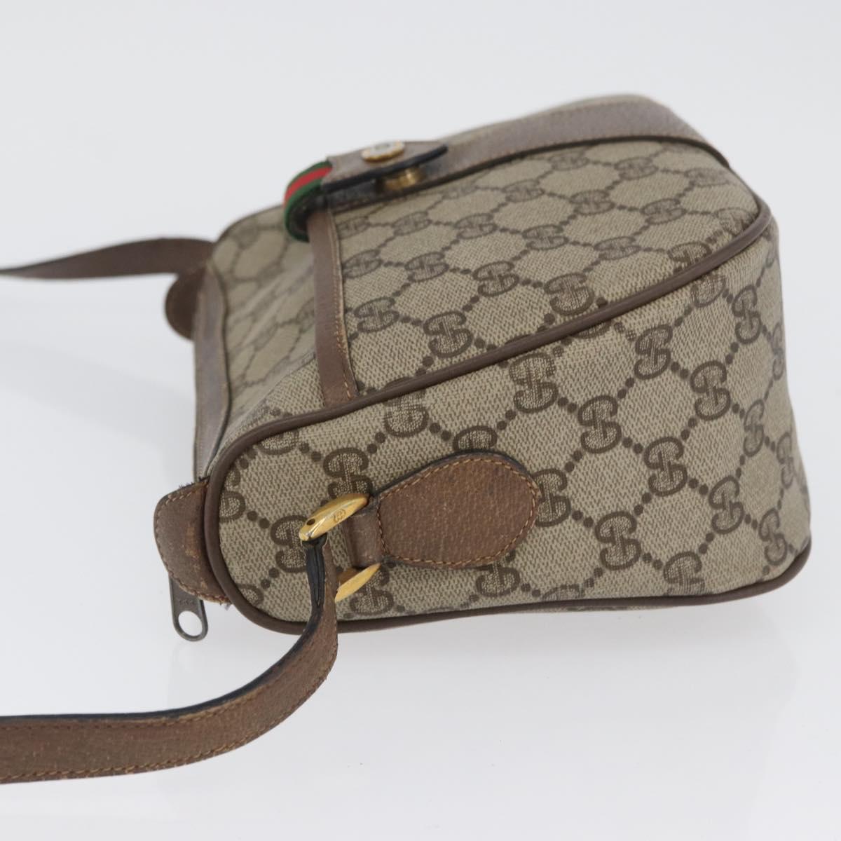 GUCCI GG Supreme Web Sherry Line Bag PVC Beige Gold 14 02 032 Auth bs33886
