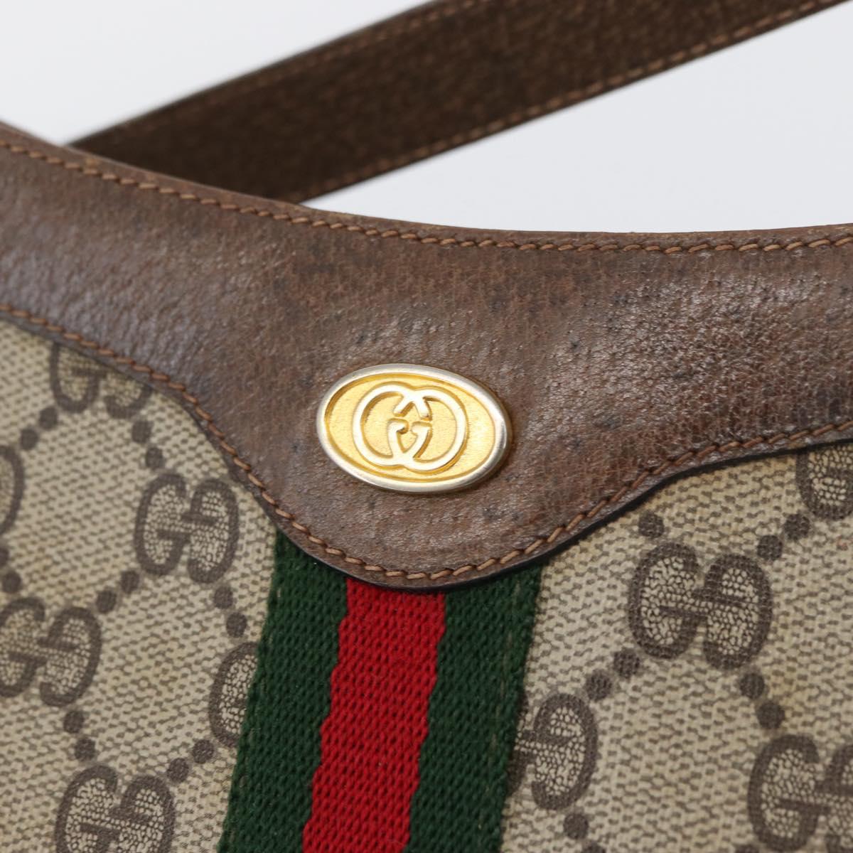 GUCCI GG Supreme Web Sherry Line Bag PVC Beige Gold 72 02 019 Auth bs33887