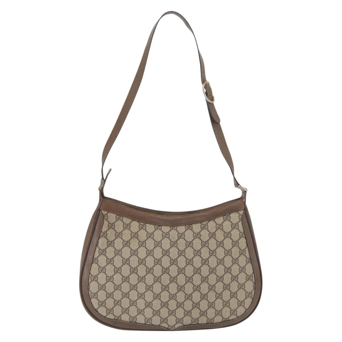 GUCCI GG Supreme Web Sherry Line Bag PVC Beige Gold 72 02 019 Auth bs33887