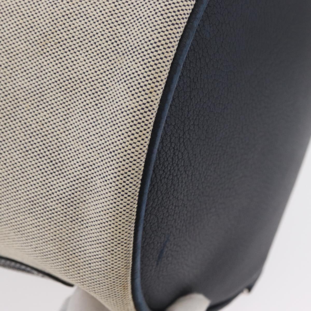 HERMES Sac Marine Receive Shoulder Bag Canvas Navy Silver Auth bs33890