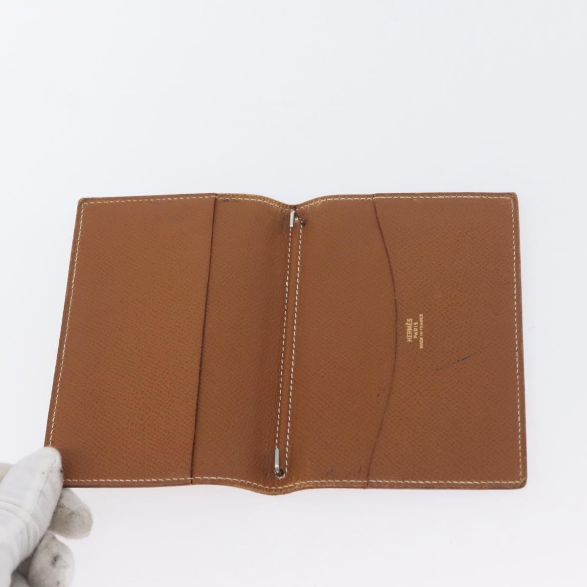 HERMES Wallet Leather 2 Set Brown Red Auth bs33891