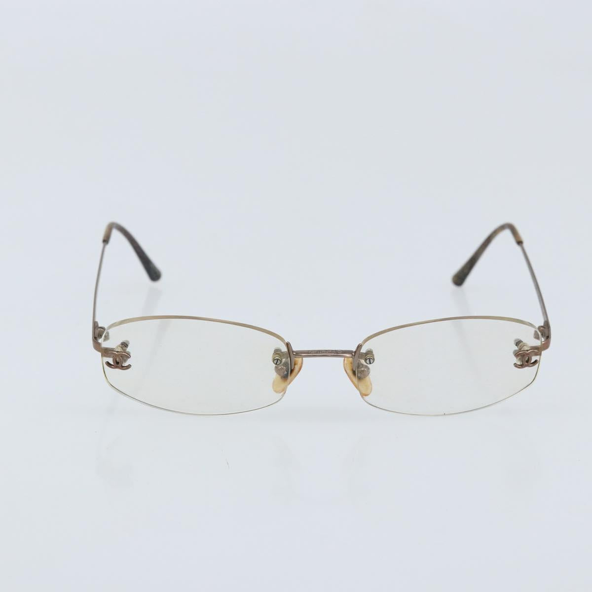 CHANEL Glasses plastic 2 Set Brown CC Auth bs33893