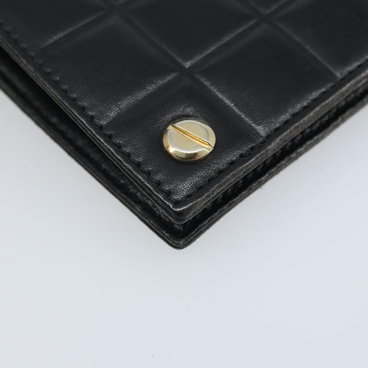 CHANEL Choco Bar Card Case Lamb Skin Black CC Auth bs33896