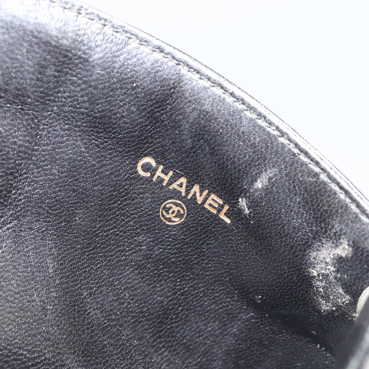 CHANEL Choco Bar Card Case Lamb Skin Black CC Auth bs33896