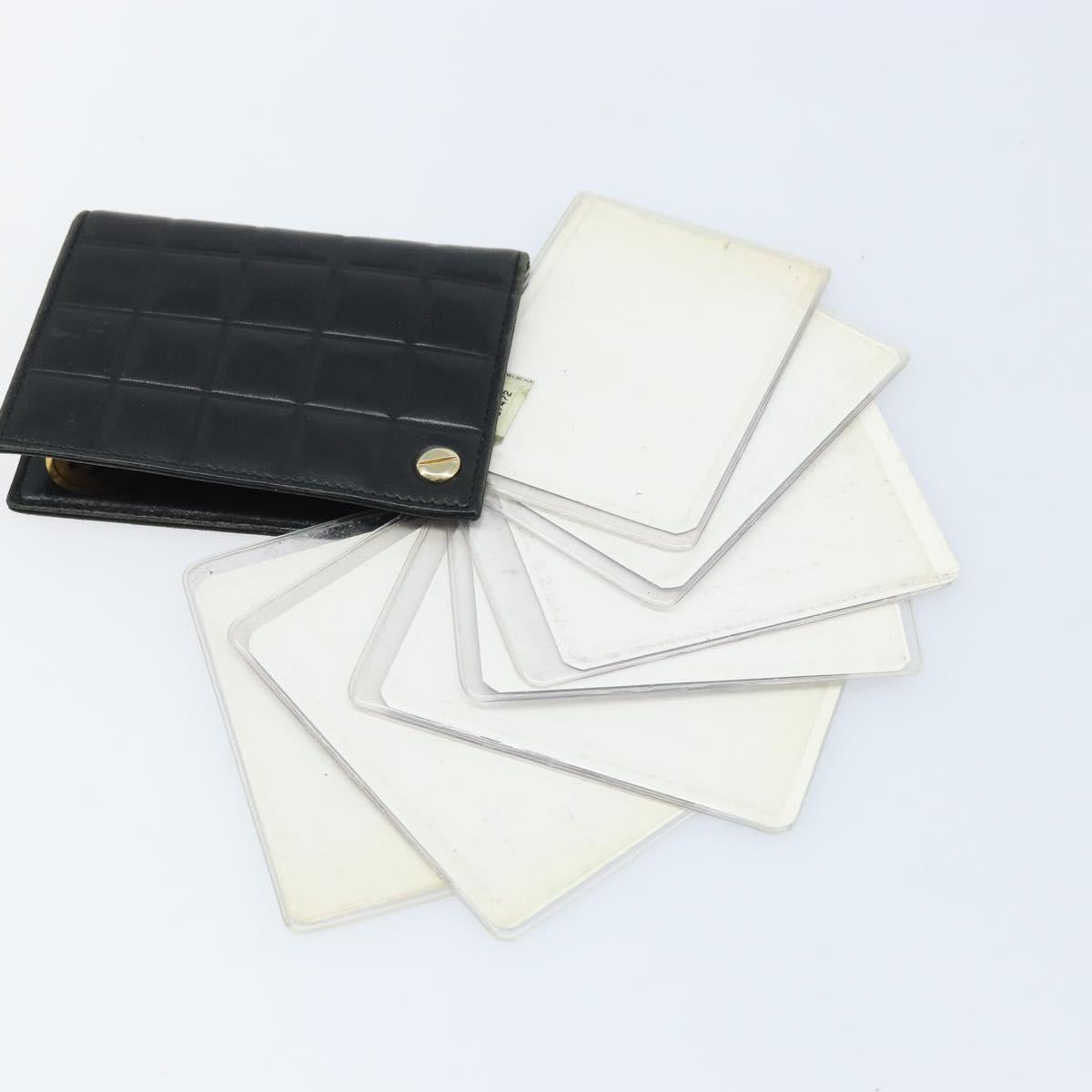 CHANEL Choco Bar Card Case Lamb Skin Black CC Auth bs33896