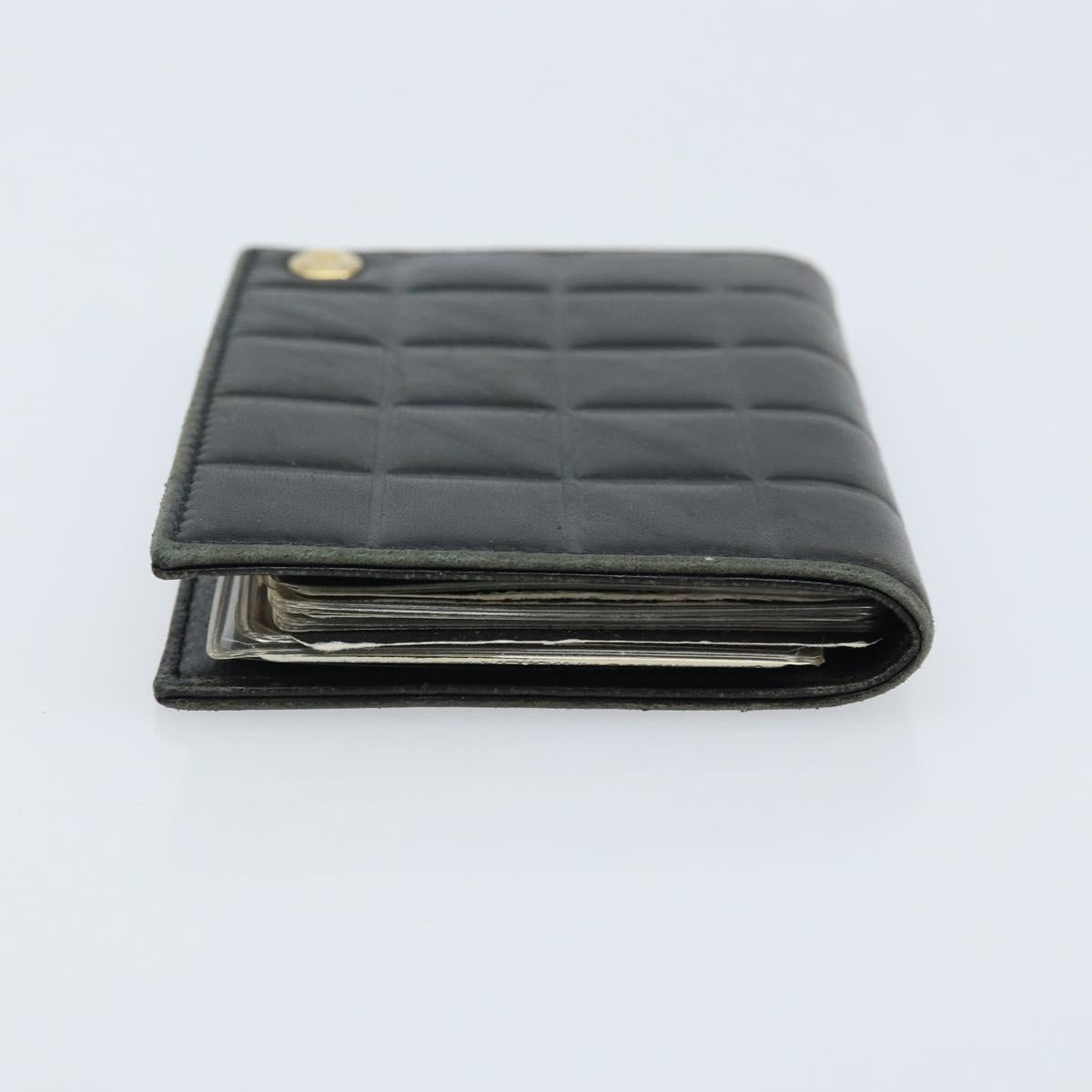 CHANEL Choco Bar Card Case Lamb Skin Black CC Auth bs33896