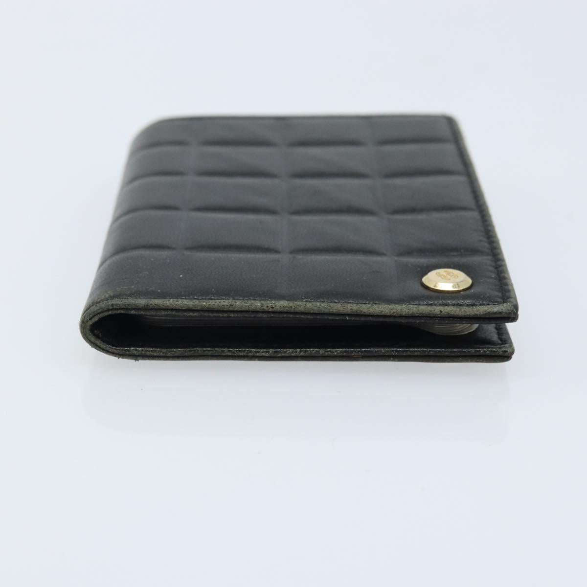 CHANEL Choco Bar Card Case Lamb Skin Black CC Auth bs33896