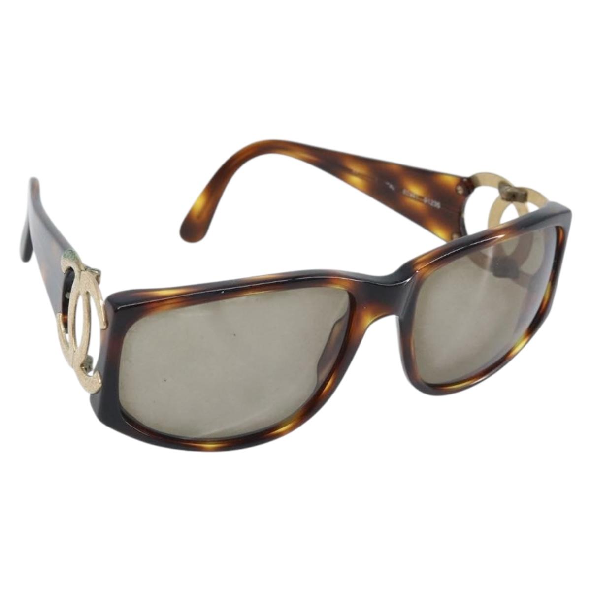 CHANEL Sunglasses plastic Brown CC Auth bs33897