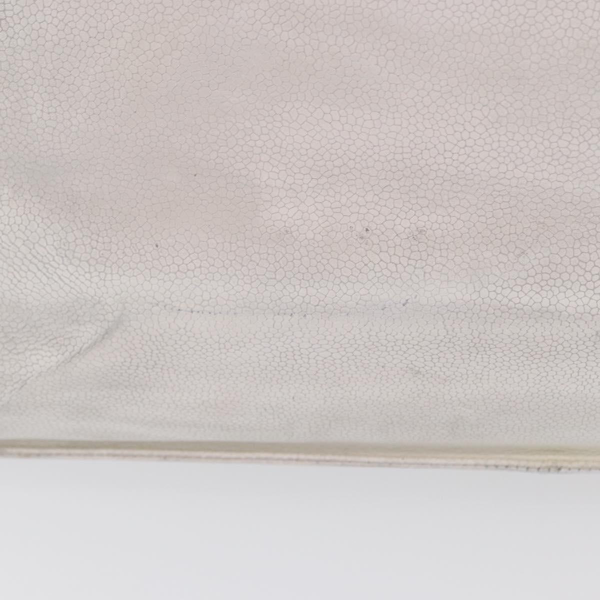 CHANEL Tote Bag Caviar Skin White Gold CC Auth bs33899