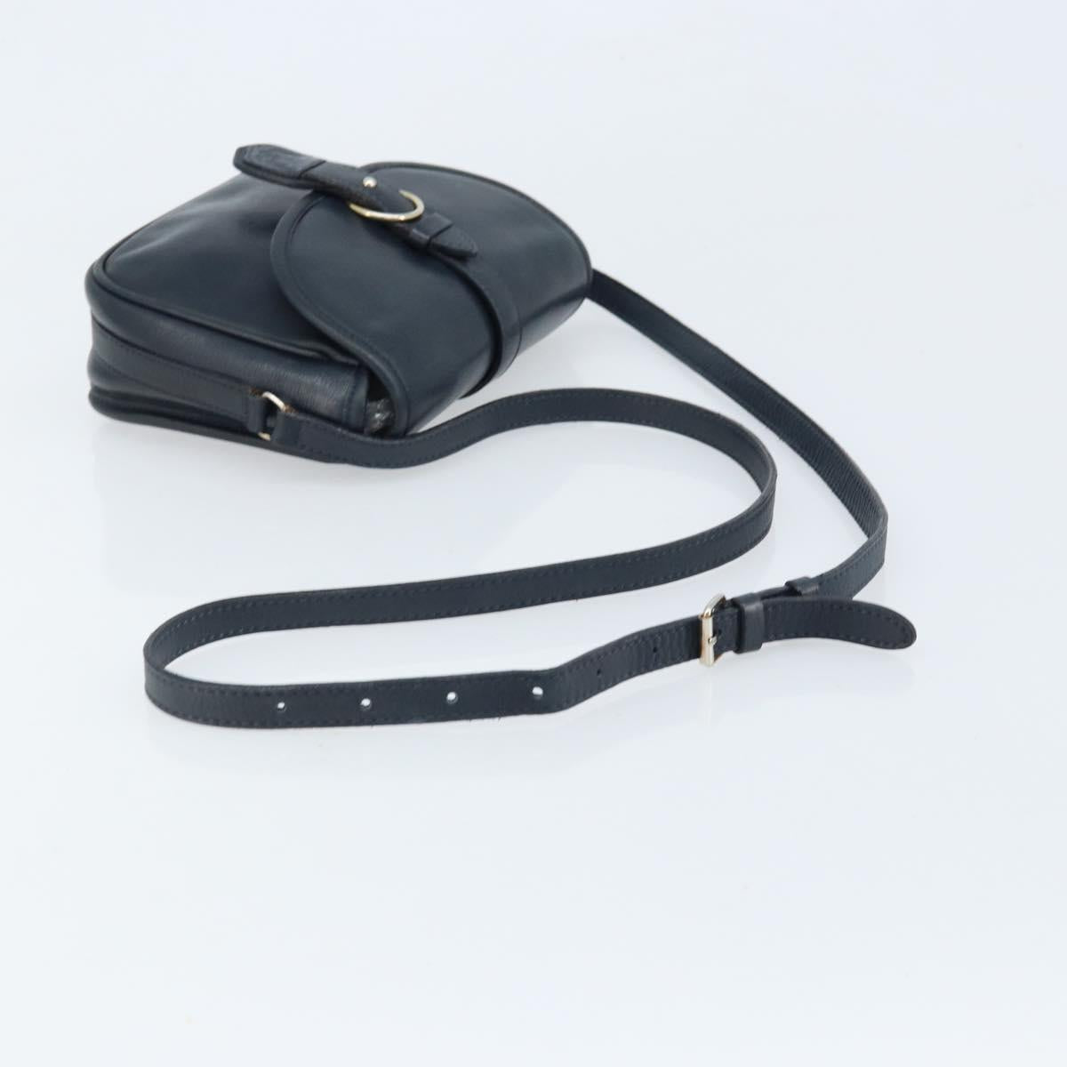 CELINE Shoulder Bag Leather Navy Gold Auth bs33902