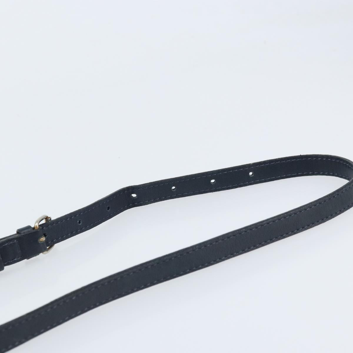 CELINE Shoulder Bag Leather Navy Gold Auth bs33902