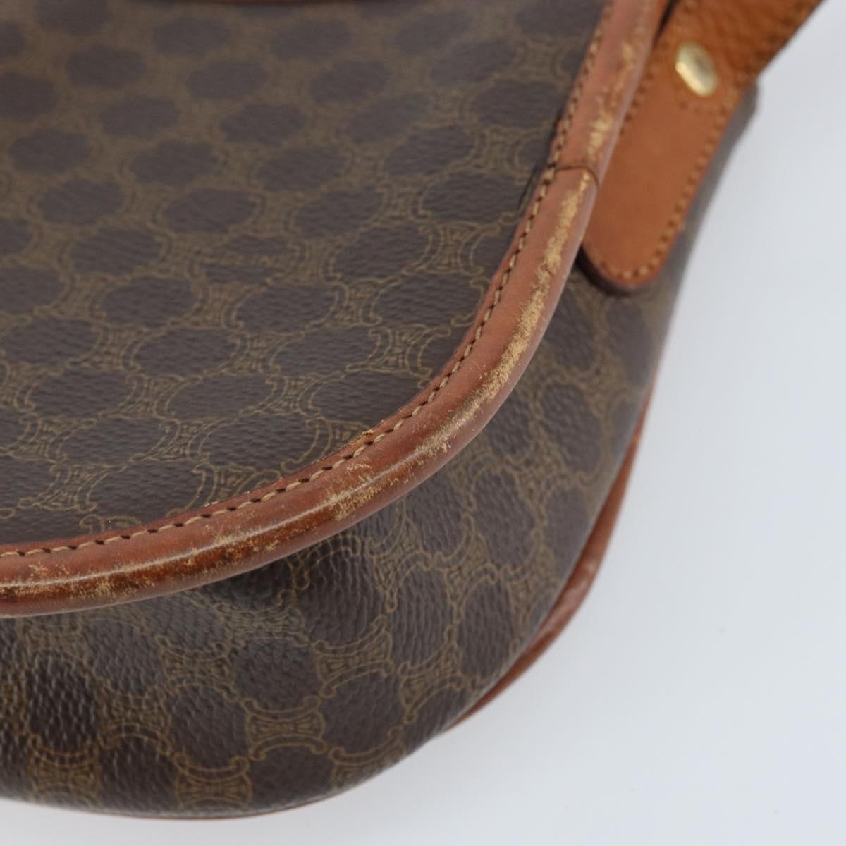 CELINE Macadam Canvas Shoulder Bag PVC Brown Gold Auth bs33903