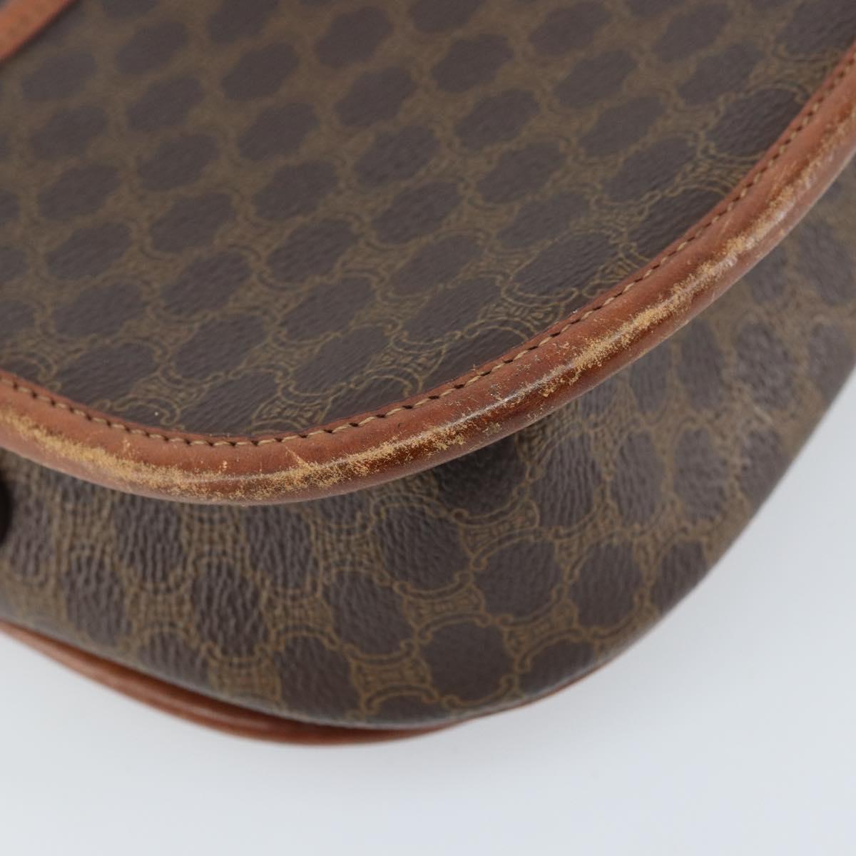 CELINE Macadam Canvas Shoulder Bag PVC Brown Gold Auth bs33903