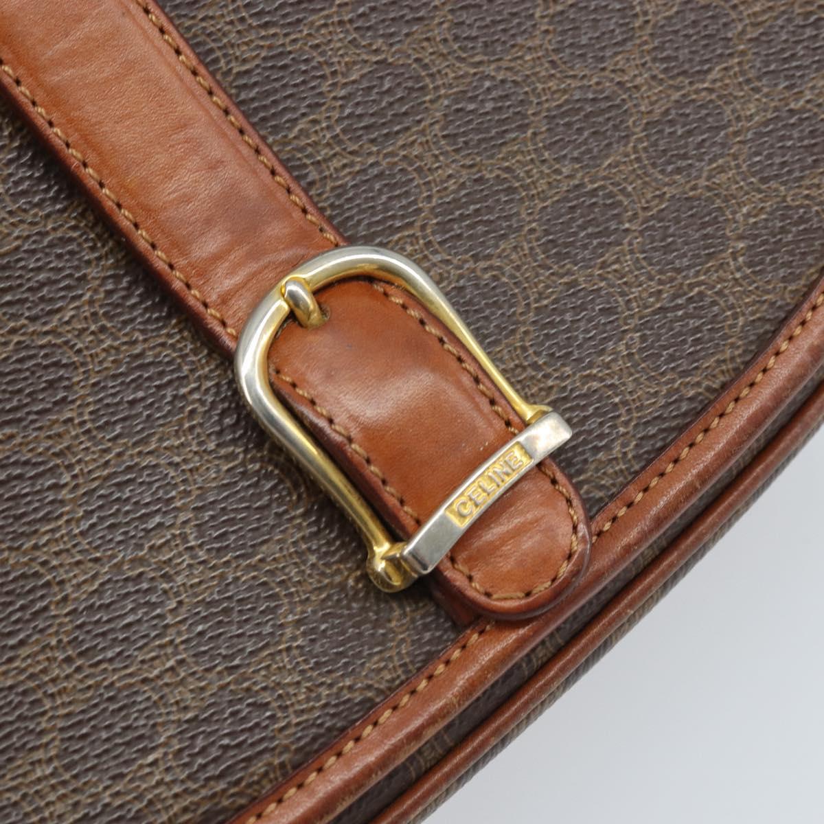 CELINE Macadam Canvas Shoulder Bag PVC Brown Gold Auth bs33903