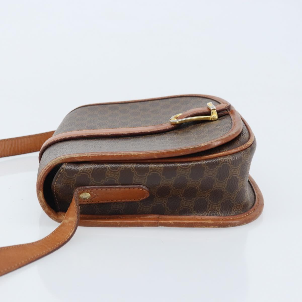 CELINE Macadam Canvas Shoulder Bag PVC Brown Gold Auth bs33903