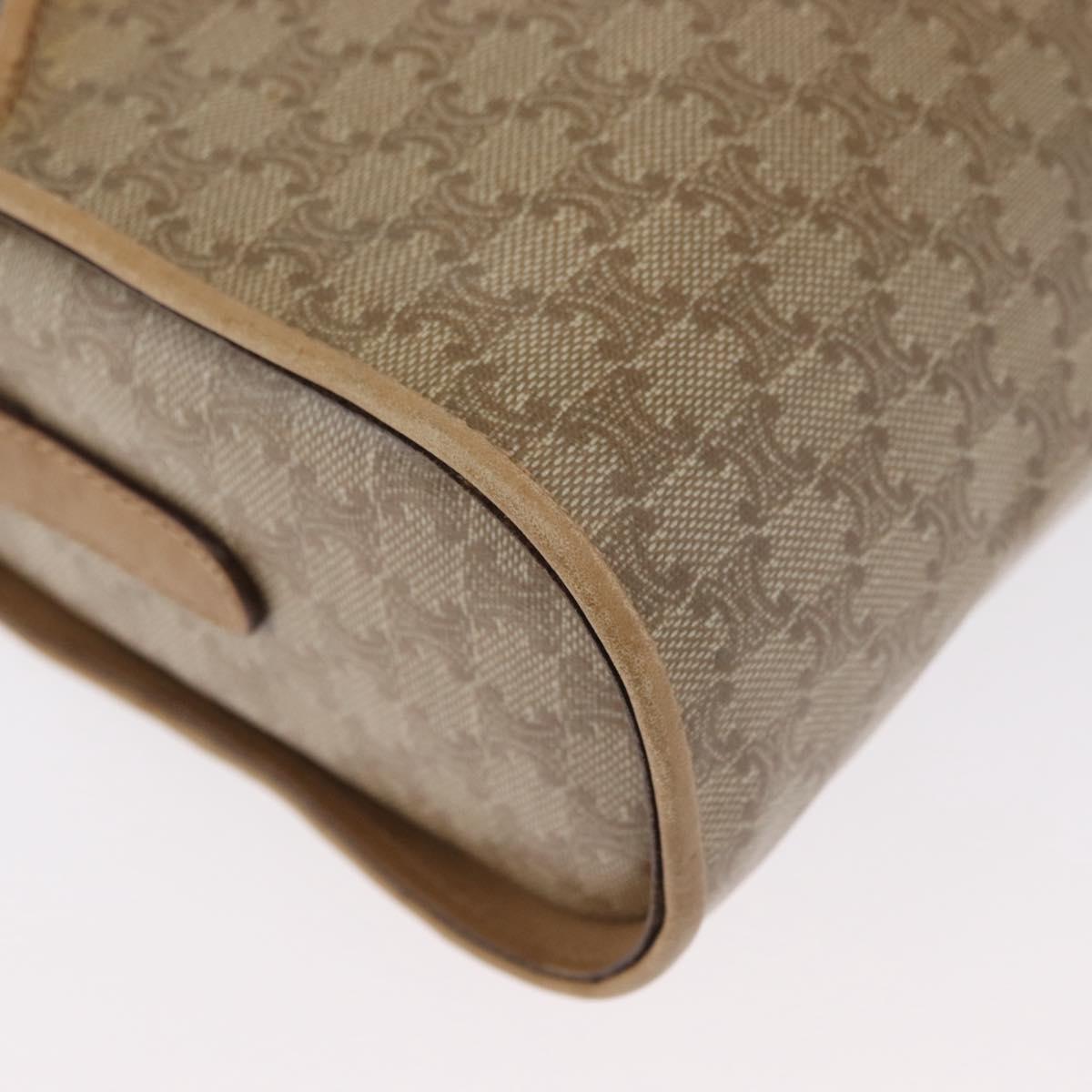 CELINE Macadam Canvas Shoulder Bag Beige Gold Auth bs33904