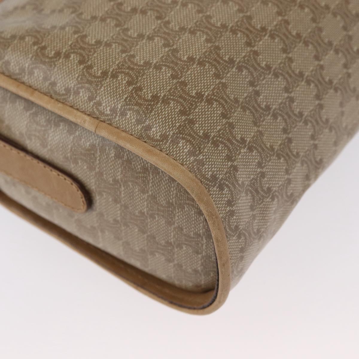 CELINE Macadam Canvas Shoulder Bag Beige Gold Auth bs33904