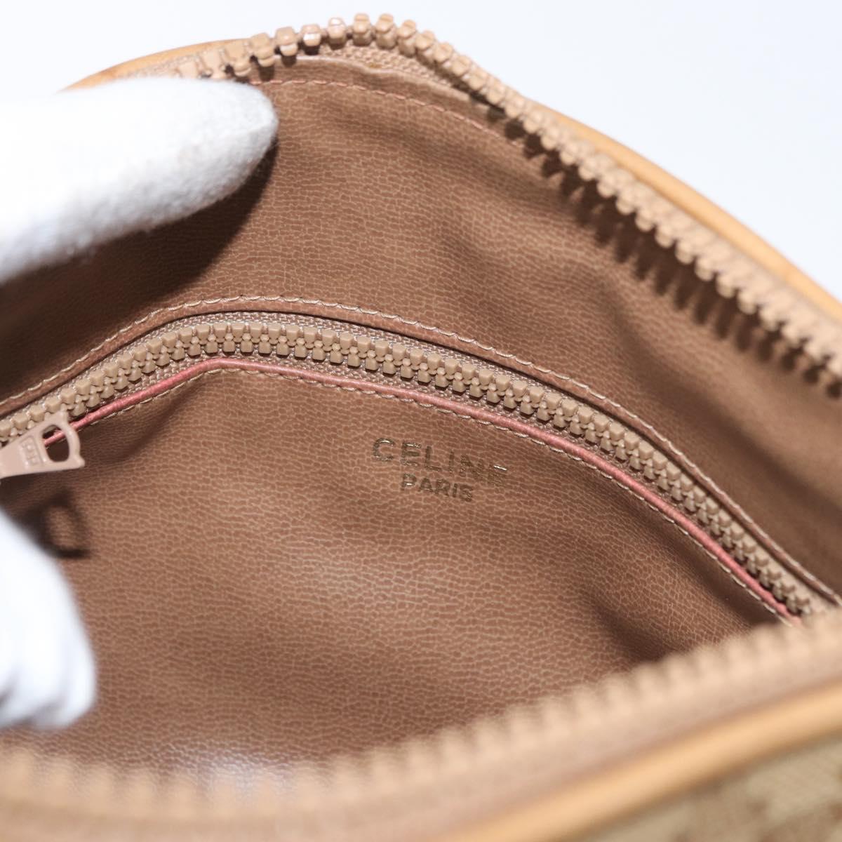 CELINE Macadam Canvas Shoulder Bag Beige Gold Auth bs33904