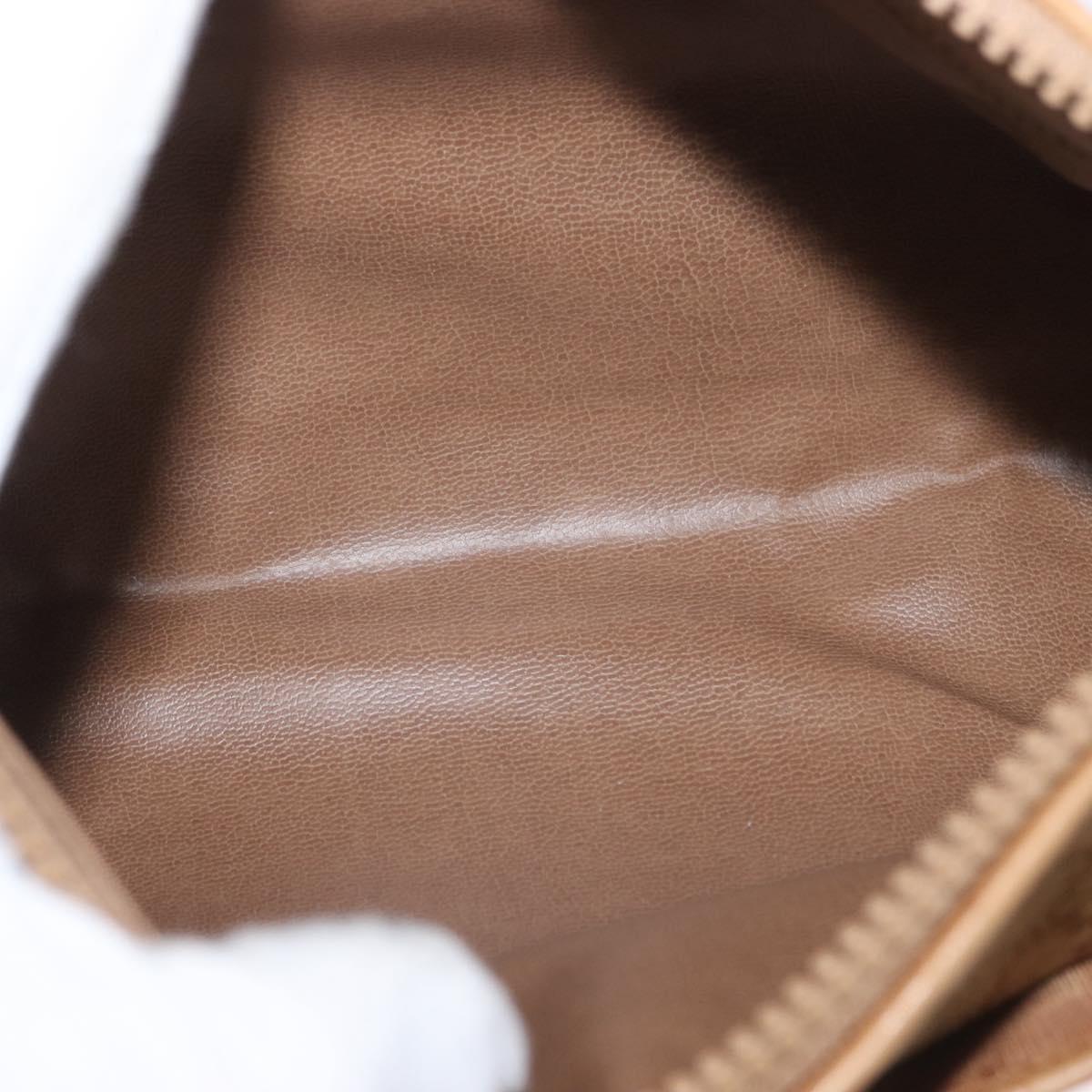 CELINE Macadam Canvas Shoulder Bag Beige Gold Auth bs33904