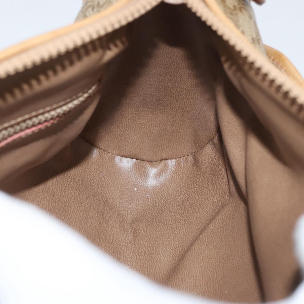 CELINE Macadam Canvas Shoulder Bag Beige Gold Auth bs33904