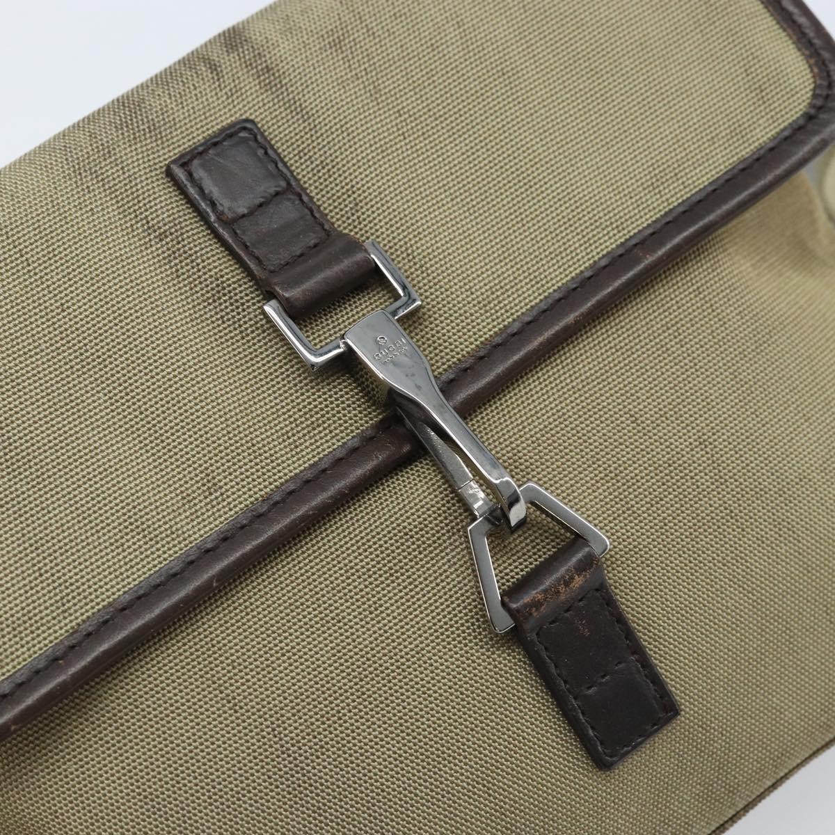 GUCCI Body Bag Canvas Beige Silver 92543 Auth bs33907