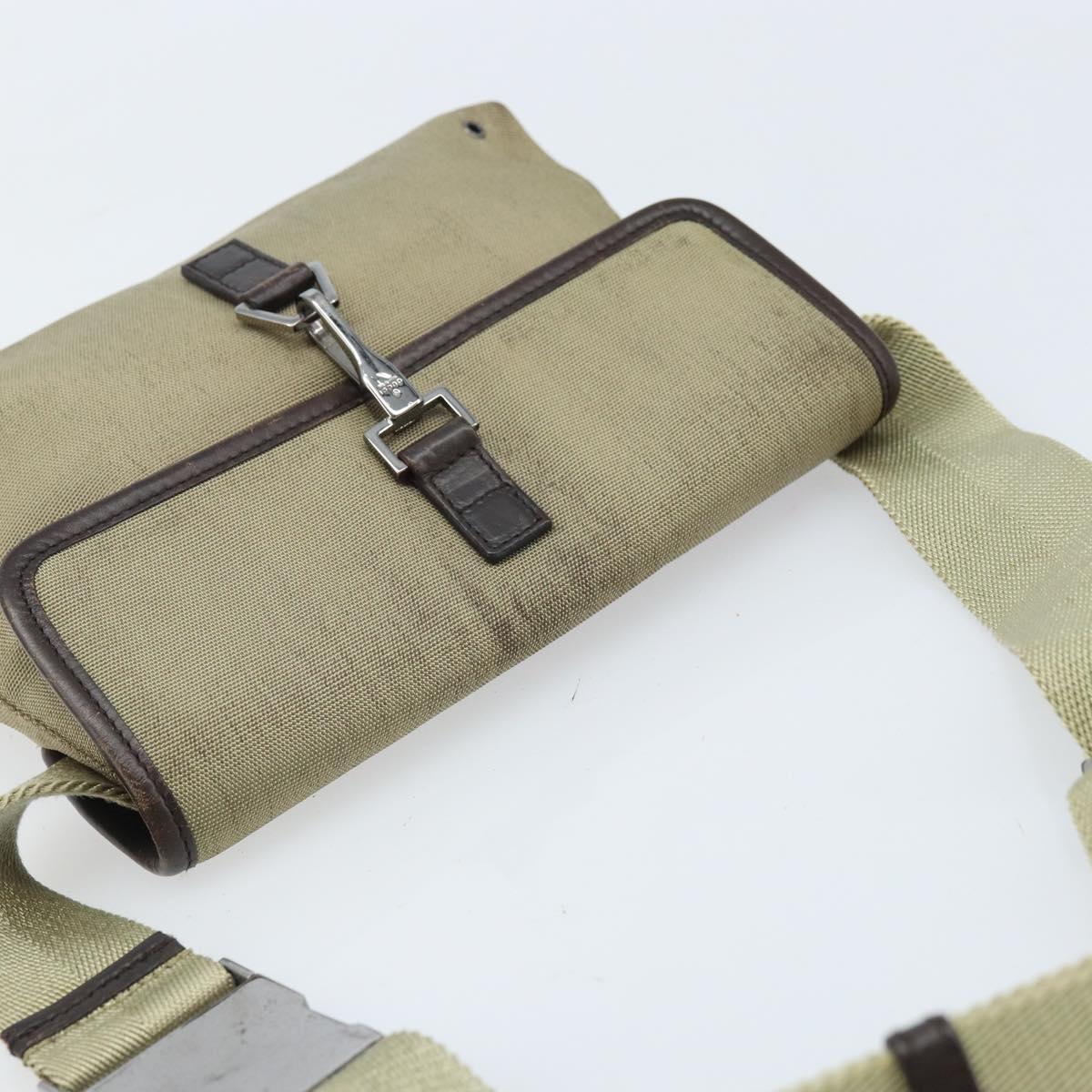 GUCCI Body Bag Canvas Beige Silver 92543 Auth bs33907