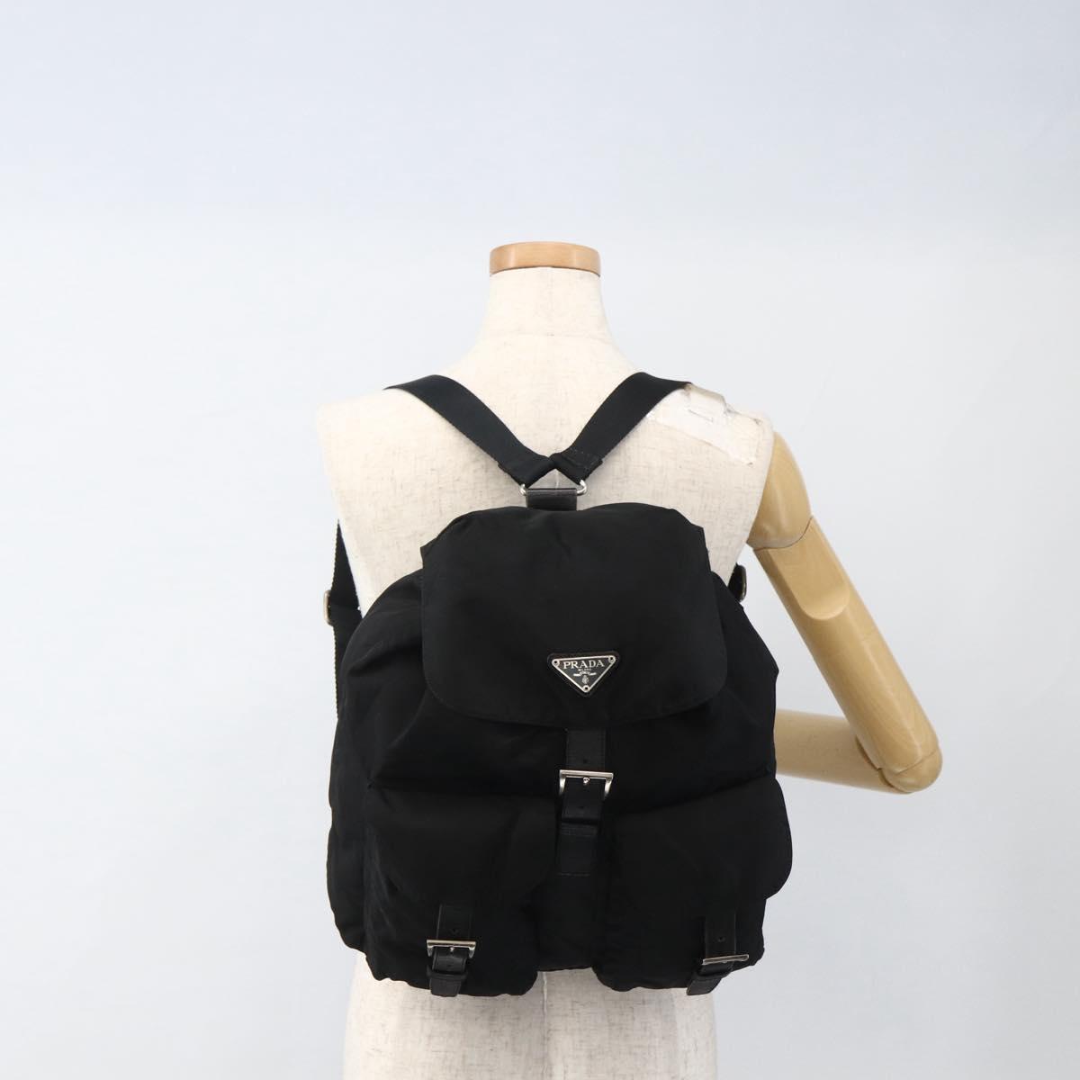 PRADA Backpack Nylon Black Silver Auth bs33909