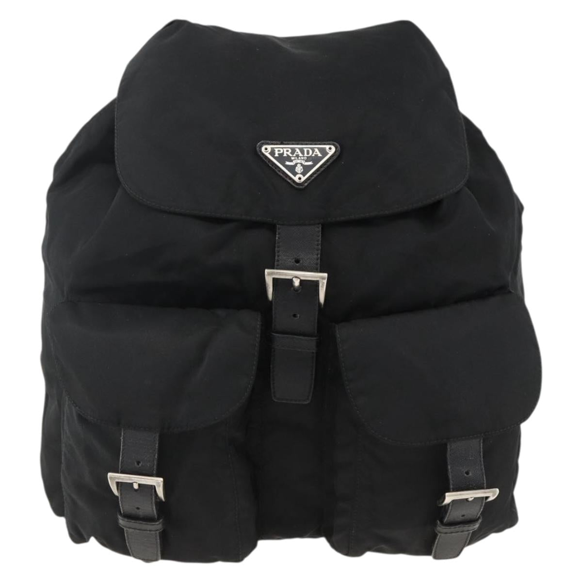 PRADA Backpack Nylon Black Silver Auth bs33909