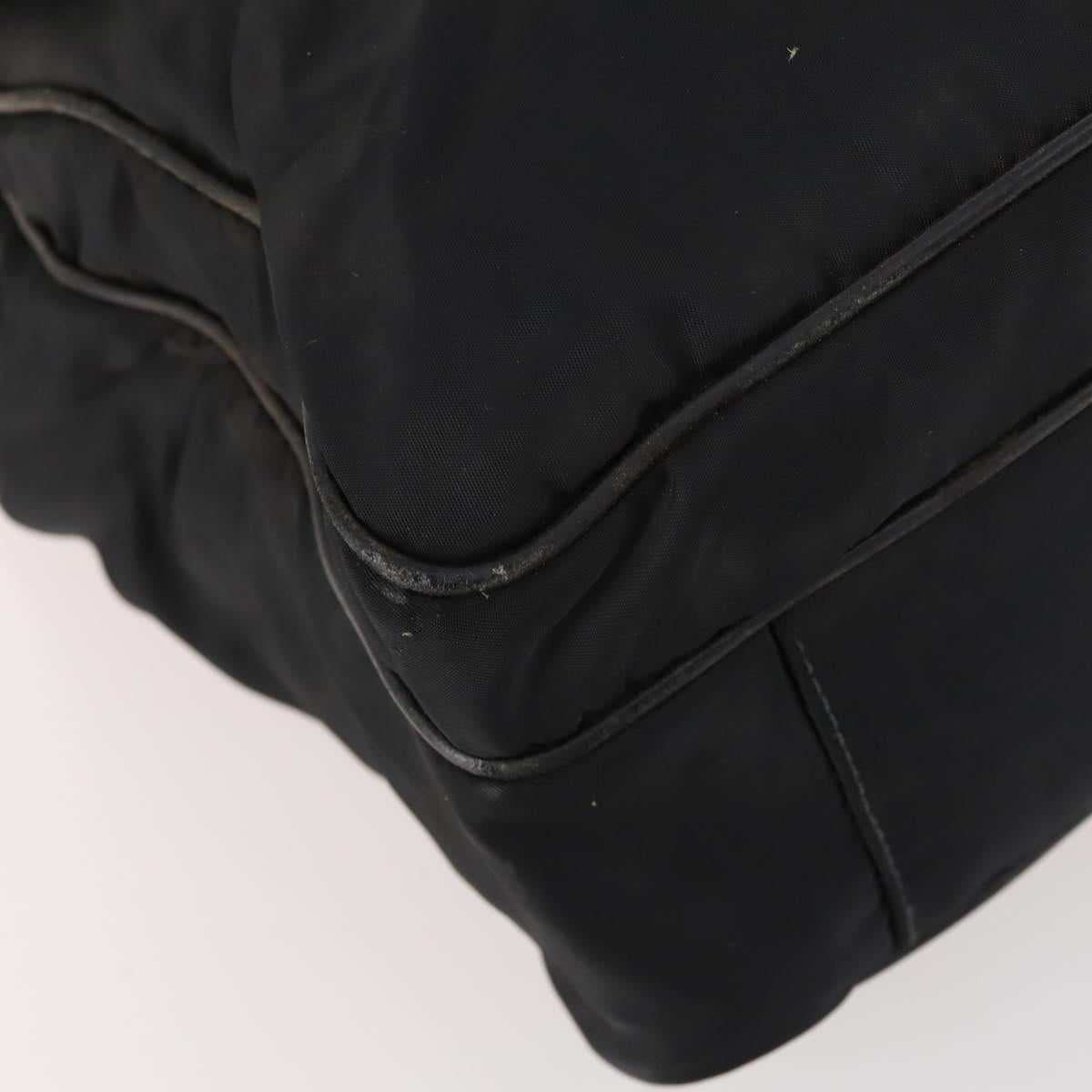 PRADA Hand Bag Nylon Black Silver Auth bs33914