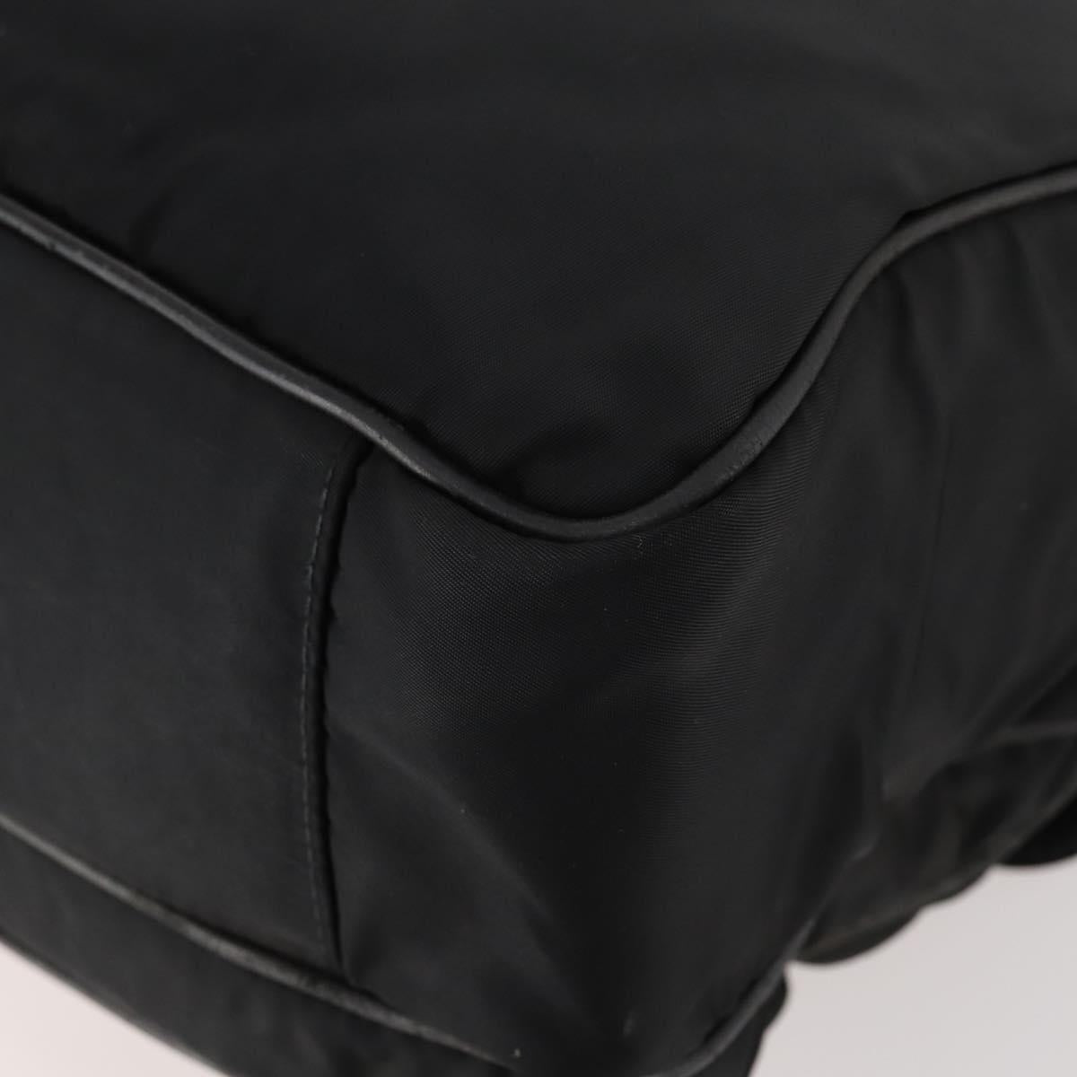 PRADA Hand Bag Nylon Black Silver Auth bs33914