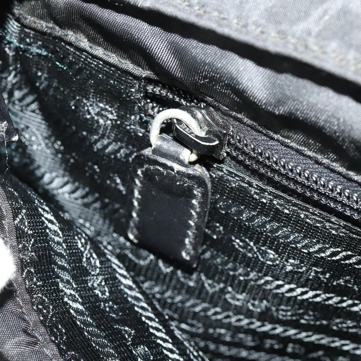PRADA Hand Bag Nylon Black Silver Auth bs33914