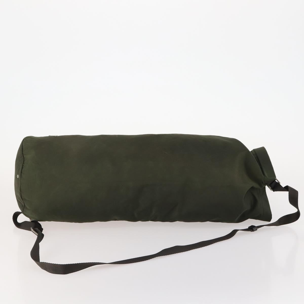 PRADA Shoulder Bag Nylon Khaki Silver Auth bs33915