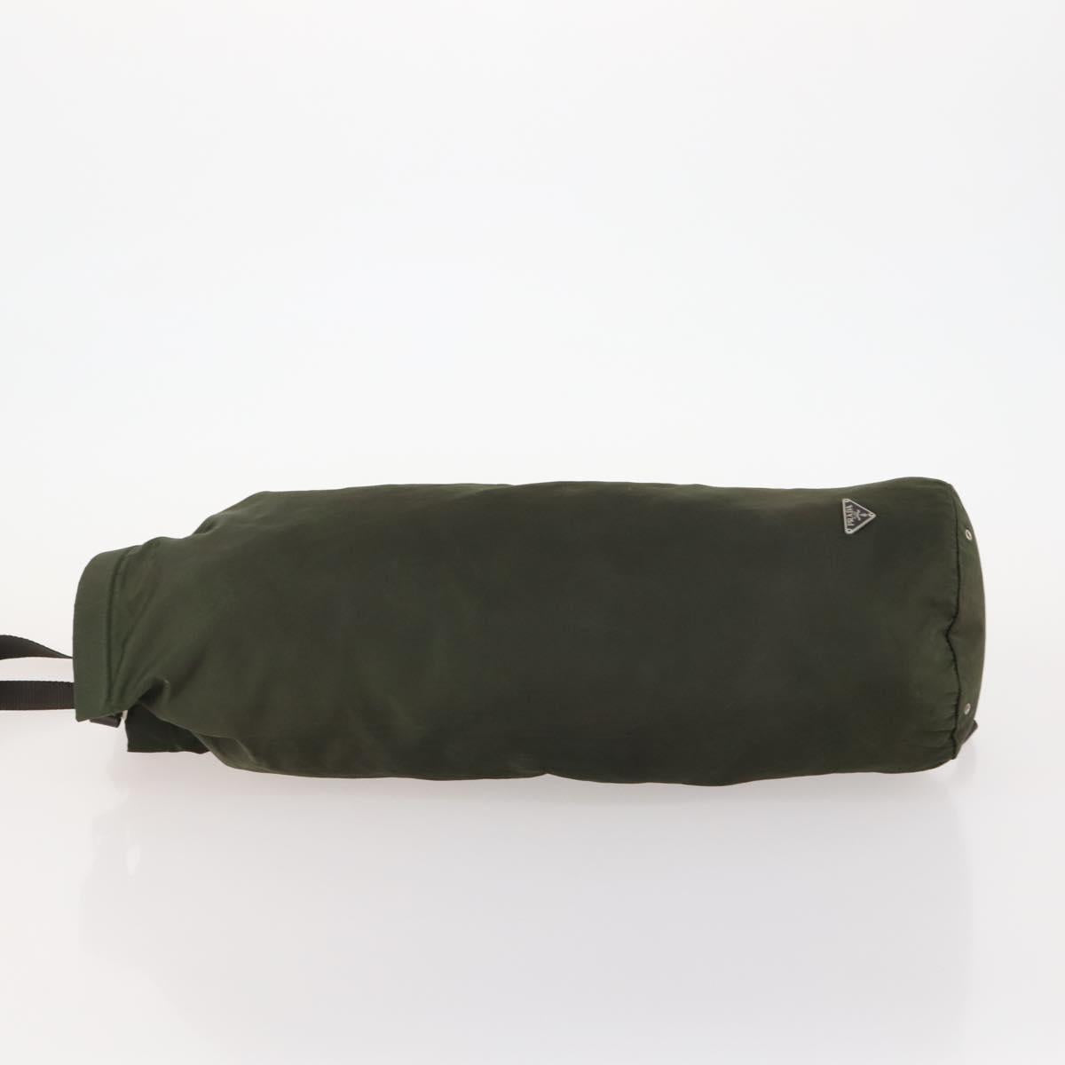 PRADA Shoulder Bag Nylon Khaki Silver Auth bs33915