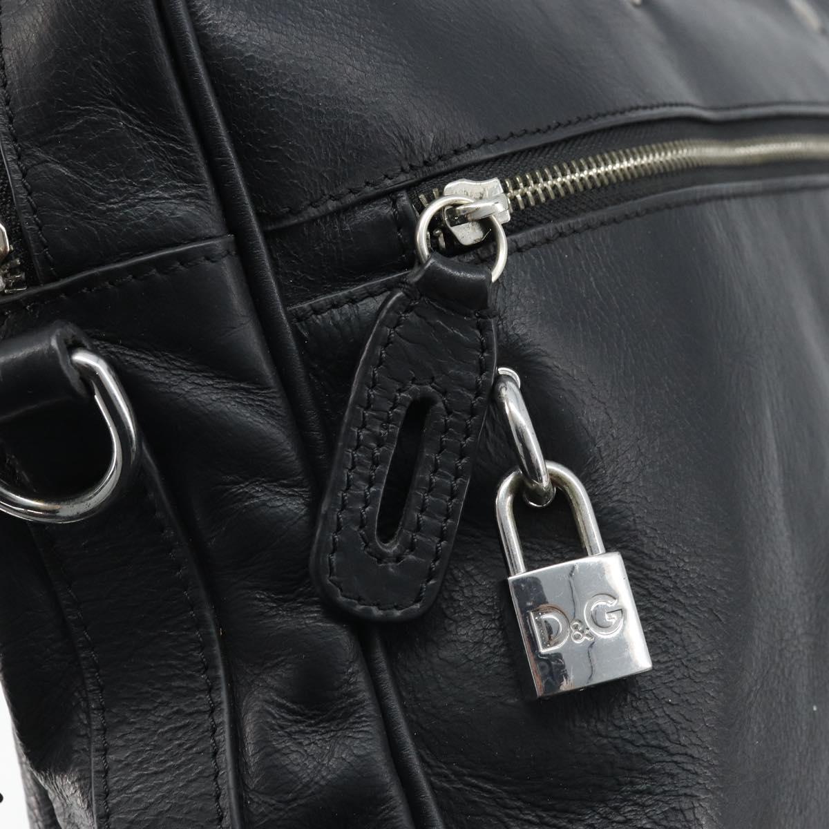 DOLCE&GABBANA Hand Bag Leather Silver Black Auth bs33923