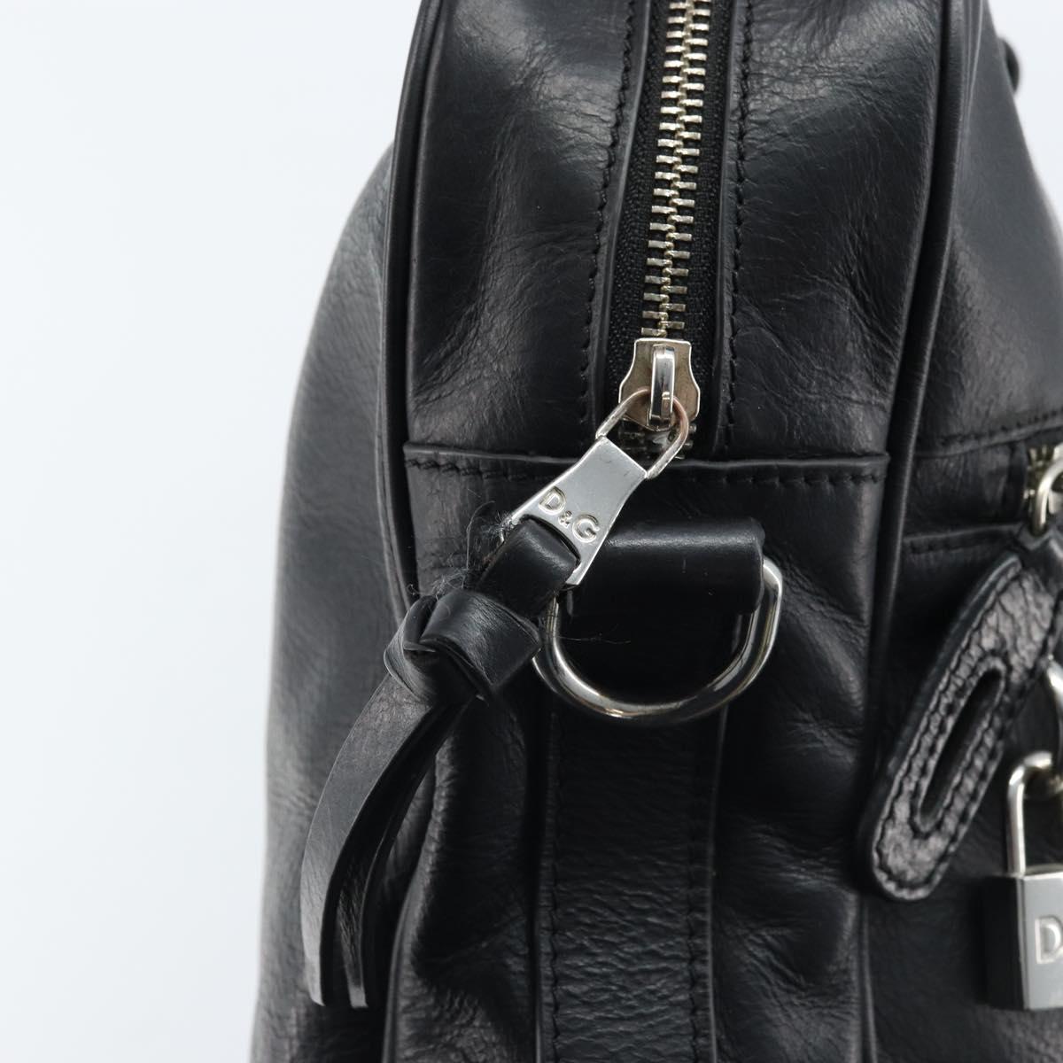 DOLCE&GABBANA Hand Bag Leather Silver Black Auth bs33923