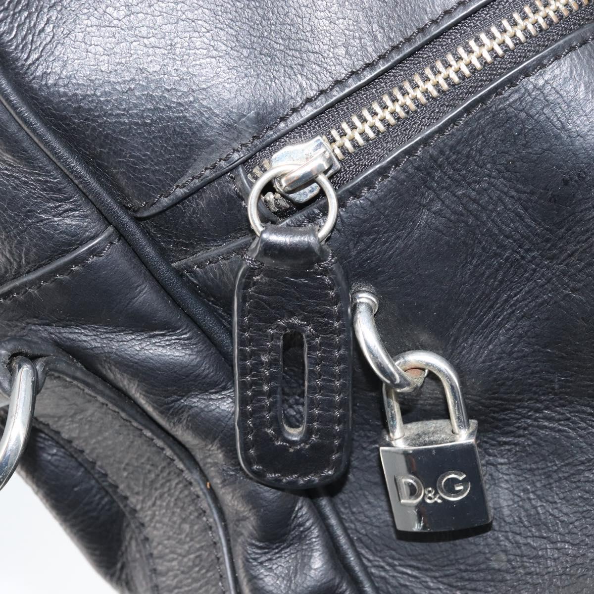 DOLCE&GABBANA Hand Bag Leather Silver Black Auth bs33923