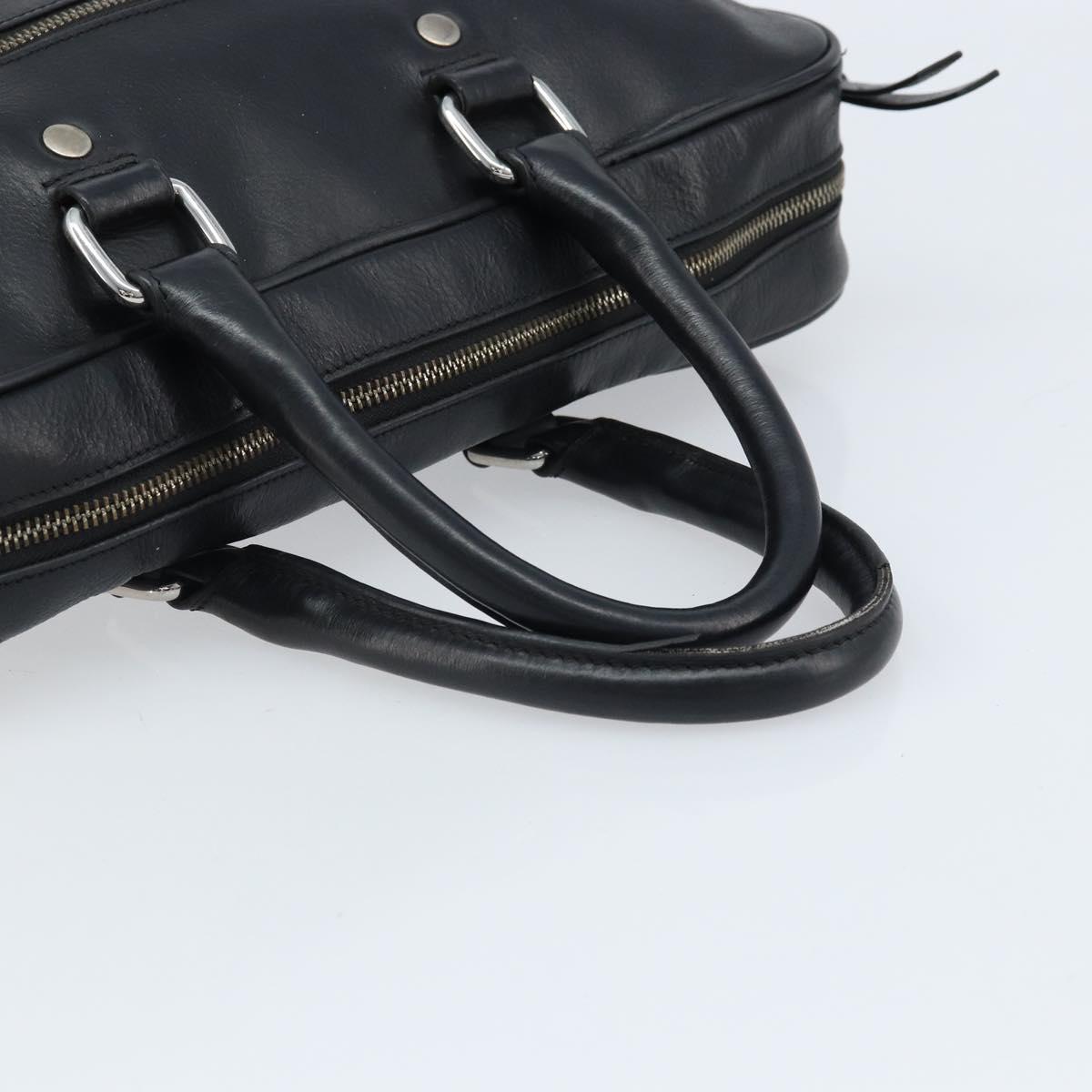 DOLCE&GABBANA Hand Bag Leather Silver Black Auth bs33923