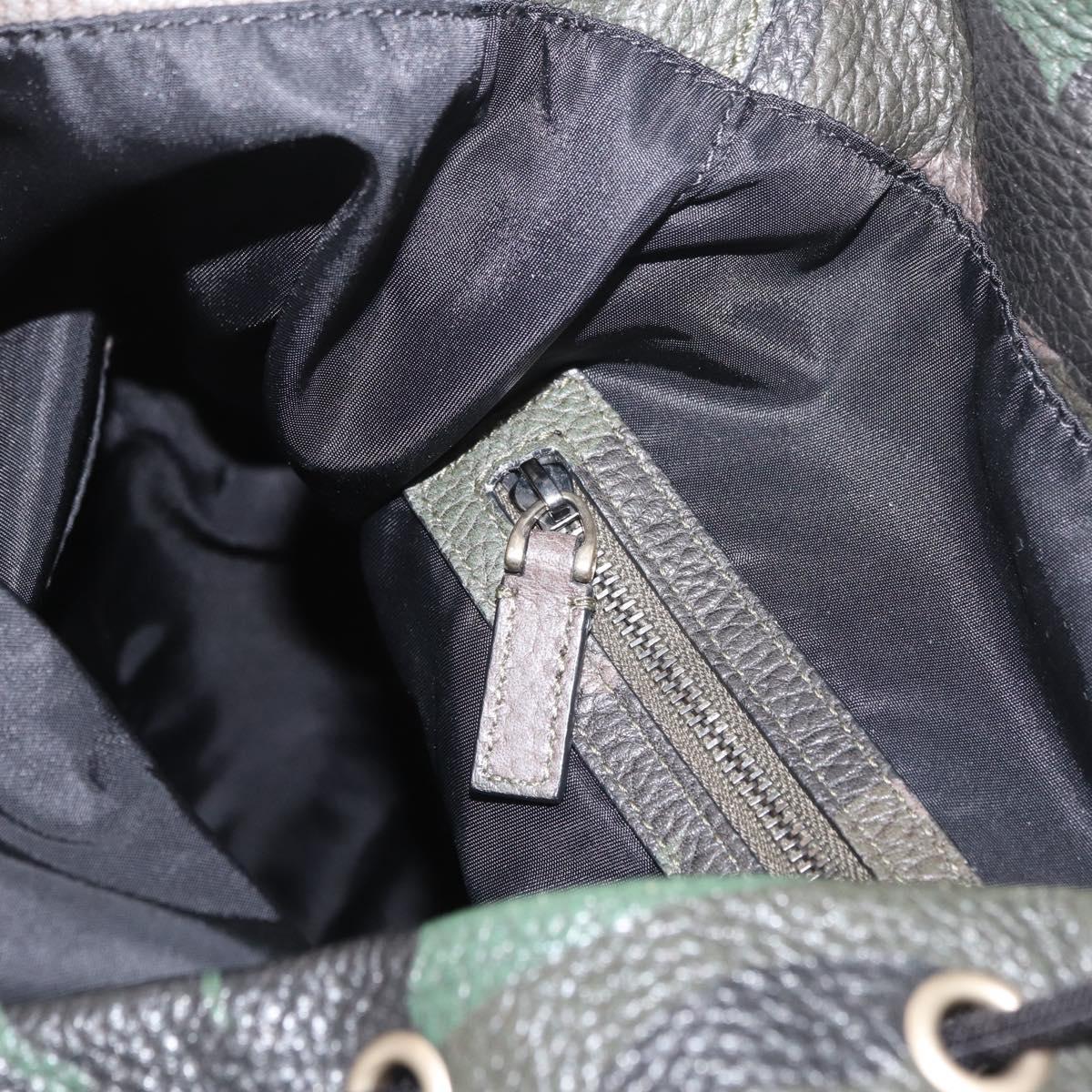 VALENTINO Backpack Leather Khaki Auth bs33924