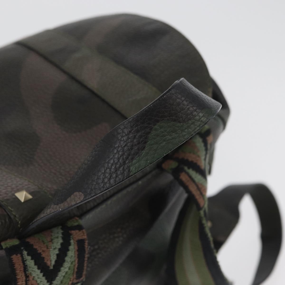 VALENTINO Backpack Leather Khaki Auth bs33924